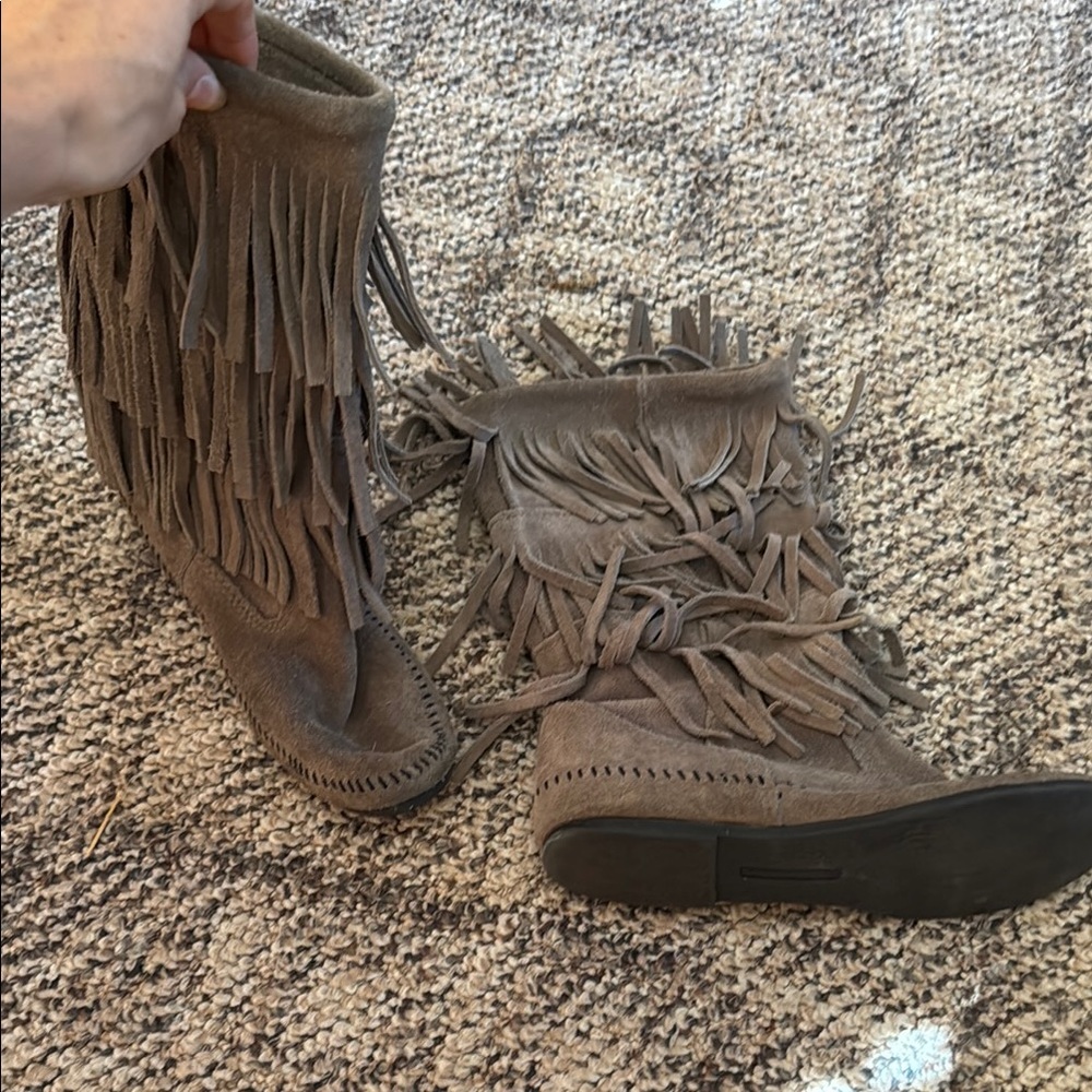 Minnetonka Fringe Suede Boots